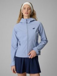 Kurtka softshell wiatroodporna membrana 5000 damska 4F 4FWSS26TSOFF546. Niebieskie kurtki damskie 4f, xl, bez wzorów, z materiału, z kapturem. Za 299.99 zł.