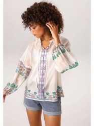 Aniston Bluzka w kolorze kremowym rozmiar: 42. Brązowe bluzki damskie Aniston, bez wzorów, bez kołnierzyka, bez ramiączek. Za 173.99 zł.