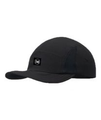 Czapka z daszkiem biegowa unisex Buff 5 Panels Black ochrona UV. Czarne czapki męskie Buff, bez wzorów, z elastanu, retro. Za 149.99 zł.