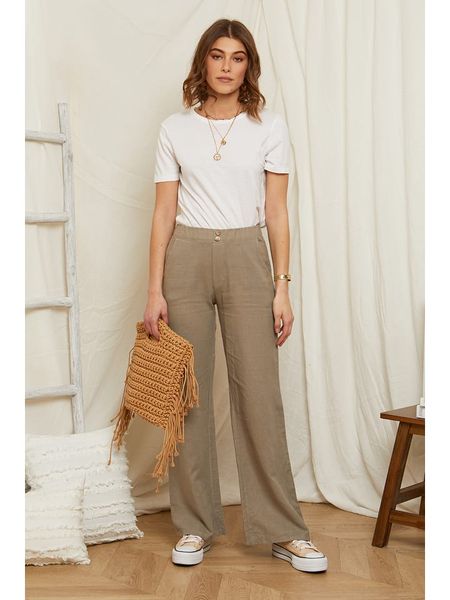 Rodier Lin Lniane spodnie w kolorze szarobrązowym rozmiar: S/M. Brązowe spodnie materiałowe damskie Rodier Lin, bez wzorów, ze lnu. Za 113.36 zł.