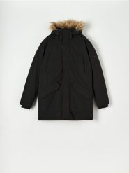 Kurtka parka - czarny. Czarne parki męskie Sinsay, l, bez wzorów. Za 199.99 zł.