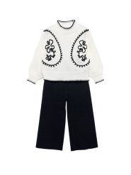 Abel & Lula Komplet sweter i spodnie materiałowe 5729 Czarny Regular Fit. Czarne spodnie dziewczęce Abel & Lula, z materiału. Za 359.99 zł.