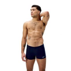 Spodenki kąpielowe męskie Speedo End+ Tech Pnl Asht. Niebieskie kąpielówki męskie Speedo, m, bez wzorów, z materiału, na fitness i siłownię. Za 129.99 zł.