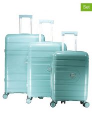 Geographical Norway 3-częściowy zestaw "Savage" w kolorze miętowym rozmiar: onesize. Niebieskie walizki Geographical Norway, bez wzorów, z materiału. Za 391.99 zł.