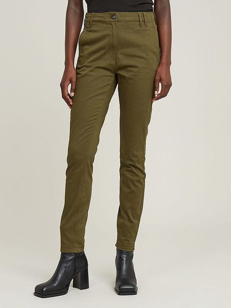 G-Star Spodnie - Skinny fit - w kolorze khaki rozmiar: W31/L32. Brązowe spodnie materiałowe damskie G-Star, bez wzorów, retro, z podwyższonym stanem. Za 187.96 zł.