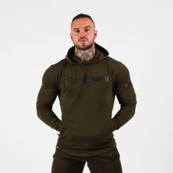 Bluza męska fitness z kapturem zielona Urban. Zielone bluzy sportowe męskie GYMBEAM, bez wzorów, z bawełny, sportowe, bez kołnierzyka, bez ramiączek. Za 122.90 zł.