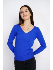 ASSUILI Sweter w kolorze niebieskim rozmiar: 42. Niebieskie swetry klasyczne damskie Assuili, z kaszmiru, bez kołnierzyka. Za 108.74 zł.