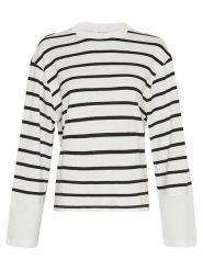 MOSS COPENHAGEN Sweter w kolorze biało-czarnym rozmiar: L/XL. Białe swetry klasyczne damskie MOSS COPENHAGEN, l, z bawełny, bez kołnierzyka. Za 158.10 zł.
