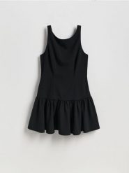 Sukienka z kokardą - czarny. Czarne sukienki damskie Reserved, l, bez wzorów, z tkaniny, bez kołnierzyka, bez ramiączek, mini, dopasowane. Za 159.99 zł.