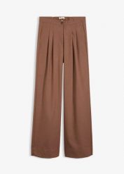 Spodnie z zakładkami z wygodnym pasem. Czarne spodnie materiałowe damskie bonprix, bez wzorów, eleganckie. Za 179.99 zł.