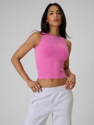 4F Top slim z prążkowanej dzianiny damski - różowy XS/S. Czerwone topy damskie 4f, s, bez wzorów, z dzianiny, bez kołnierzyka. Za 79.99 zł.