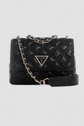 GUESS Czarna torebka damska Giully II Mini. Czarne torebki klasyczne damskie Guess, z aplikacjami, ze skóry ekologicznej, bez dodatków. W wyprzedaży za 475.99 zł.