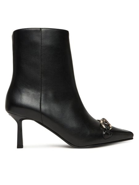 HUGO Botki Katniss 50552728 Czarny. Czarne botki damskie Hugo, ze skóry, bez obcasa, na płaskiej podeszwie, bez zapięcia. Za 809.99 zł.