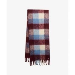 Szalik w kratę dla kobiet Superdry. Czerwone szaliki i kominy damskie Superdry., na zimę, z aplikacjami. Za 266.90 zł.