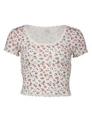 ONLY Koszulka w kolorze biało-czerwonym rozmiar: tzfhtL. Białe bluzki damskie Only, bez wzorów, z bawełny, bez kołnierzyka. Za 52.92 zł.