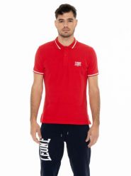 Leone Basic męska koszulka polo z kołnierzykiem. Czerwone koszulki polo męskie LEONE 1947 APPAREL, m, z aplikacjami, bez ramiączek. Za 105.21 zł.
