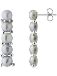 Pearl Addict Srebrne kolczyki-wkrętki z perłami rozmiar: onesize. Szare kolczyki damskie Pearl Addict, z perłą, srebrne. Za 269.95 zł.
