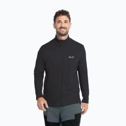 Bluza trekkingowa męska Jack Wolfskin Litestride Full Zip. Czarne bluzy bez kaptura męskie Jack Wolfskin, m, z materiału. Za 359.99 zł.
