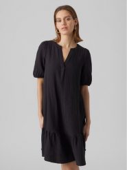 Vero Moda Sukienka codzienna Natali 10279682 Czarny Regular Fit. Czarne sukienki damskie Vero Moda, na co dzień, xs, bez wzorów, z bawełny, bez kołnierzyka, bez ramiączek, proste. Za 179.99 zł.