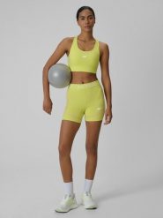 4F Legginsy krótkie treningowe damskie - żółte L. Żółte legginsy damskie 4f, l, bez wzorów, z materiału. Za 99.99 zł.