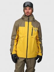 Brunotti Kurtka narciarska "Kanisher" w kolorze żółto-oliwkowym rozmiar: L. Brązowe kurtki outdoor męskie BRUNOTTI, l, bez wzorów, bez kaptura. Za 442.45 zł.