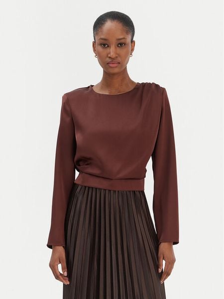 Rinascimento Bluzka CFC0126404003 Brązowy Regular Fit. Brązowe bluzki damskie RINASCIMENTO, m, bez wzorów, z syntetyku, bez ramiączek. Za 189.99 zł.