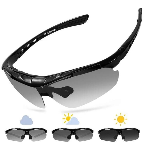 Okulary rowerowe przeciwsłoneczne z przyciemnionymi soczewkami. Brązowe okulary przeciwsłoneczne męskie WEST BIKING, z materiału. Za 136.00 zł.