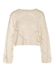 Noisy may Sweter "June" w kolorze kremowym rozmiar: XL. Brązowe swetry klasyczne damskie Noisy may, xl, ze splotem, bez kołnierzyka. Za 53.04 zł.