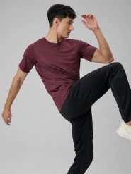 4F Koszulka treningowa regular szybkoschnąca męska - burgundowa XXL. Czerwone t-shirty sportowe męskie 4f, m, ze skóry, bez ramiączek, na fitness i siłownię. Za 129.99 zł.