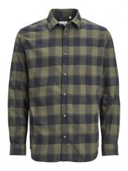 Jack & Jones Koszula "Joshua" w kolorze oliwkowo-granatowym rozmiar: S. Brązowe koszule męskie Jack & Jones, s, bez wzorów, z bawełny, bez kołnierzyka, bez ramiączek. Za 61.46 zł.