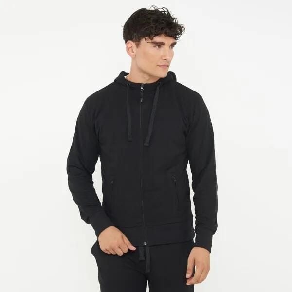 Bluza z kapturem z bawełny ZIPPY czarna. Czarne bluzy z kapturem męskie Legea, m, z bawełny. Za 108.00 zł.