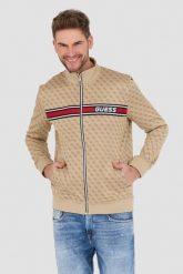 GUESS Beżowa męska bluza Korbin. Brązowe bluzy bez kaptura męskie Guess, l. W wyprzedaży za 426.99 zł.