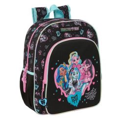 Plecak szkolny MONSTER HIGH Poliester 300D. Czarne plecaki damskie MONSTER HIGH, bez wzorów, z poliesteru. Za 167.00 zł.