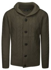 Dziergany Sweter Zapinany na Guziki, Kardigan, Elegancki - BRAVE SOUL - Khaki. Zielone kardigany męskie Brave Soul, l, bez wzorów, dziergany, casualowe, bez kołnierzyka. Za 149.00 zł.