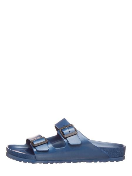 Birkenstock Klapki "Arizona" w kolorze granatowym rozmiar: 43. Niebieskie klapki damskie Birkenstock, bez wzorów, bez obcasa. Za 82.83 zł.