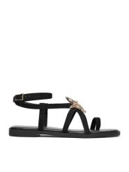 DeeZee Sandały CEO-YLD-F9678 Czarny. Czarne sandały damskie DeeZee, bez wzorów, z materiału, bez obcasa, na płaskiej podeszwie. Za 99.99 zł.