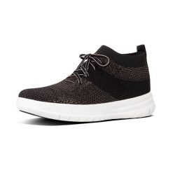 Sneakersy damskie high top FitFlop Uberknit™. Czarne topy sportowe damskie FIT FLOP, bez wzorów, z dzianiny, bez ramiączek. Za 543.50 zł.