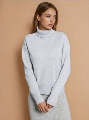 Golf w stylu basic - szary. Szare golfy damskie Sinsay, l, bez wzorów, bez ramiączek. Za 49.99 zł.