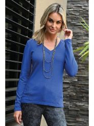 Bleu d'Azur Sweter "Belva" w kolorze niebieskim rozmiar: 40/42. Niebieskie swetry klasyczne damskie Bleu d'Azur, z bawełny, bez kołnierzyka. Za 112.95 zł.