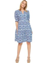 Heine Sukienka w kolorze błękitno-kremowym rozmiar: 50. Niebieskie sukienki damskie Heine, bez wzorów, z wiskozy, bez kołnierzyka, bez ramiączek, midi. Za 91.77 zł.