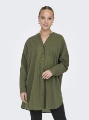 ONLY Tunika w kolorze khaki rozmiar: M/L. Brązowe tuniki damskie Only, l, bez wzorów, z bawełny, bez kołnierzyka, bez ramiączek. Za 65.85 zł.