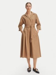 Weekend Max Mara Sukienka koszulowa Padana 2615221062 Brązowy Regular Fit. Brązowe sukienki damskie Weekend Max Mara, bez wzorów, z bawełny, bez kołnierzyka, bez ramiączek, koszulowe. Za 1,579.00 zł.