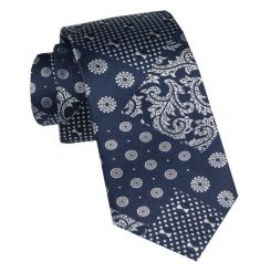 Elegancki i Modny Krawat Jedwabny - Alties - Granat z Mixem Wzorów. Niebieskie krawaty i muchy męskie Alties, bez wzorów, z jedwabiu, eleganckie. Za 115.00 zł.