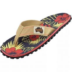 Japonki Gumbies Islander Denim Hibiscus GU-FFISL109 wielokolorowe. Klapki damskie bez wzorów, z bawełny, bez obcasa. Za 264.57 zł.