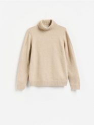 Sweter z golfem - beżowy. Brązowe swetry męskie Reserved, l, bez wzorów, z dzianiny, bez kołnierzyka. Za 139.99 zł.