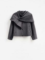Kurtka z wełną - ciemnoszary. Szare kurtki damskie Reserved, l, bez wzorów, z tkaniny, bez kaptura. Za 399.99 zł.