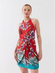 Guess Sukienka letnia W3YK52 WF1T2 Czerwony Slim Fit. Czerwone sukienki damskie Guess, na lato, xxl, z aplikacjami, z syntetyku, bez kołnierzyka, bez ramiączek. Za 449.99 zł.