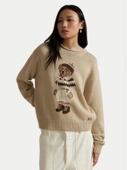 Polo Ralph Lauren Sweter 211978315001 Beżowy Relaxed Fit. Brązowe swetry klasyczne damskie Polo Ralph Lauren, m, z bawełny, bez kołnierzyka. Za 1,529.00 zł.