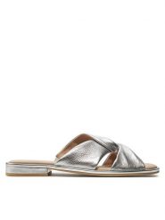 Caprice Klapki 9-27100-42 Srebrny. Szare klapki damskie Caprice, bez wzorów, ze skóry, bez obcasa. Za 183.99 zł.