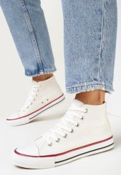 Białe Sznurowane Trampki z Cholewką za Kostkę Socerio. Białe trampki i tenisówki damskie Born2be, bez wzorów, za kostkę. Za 49.99 zł.